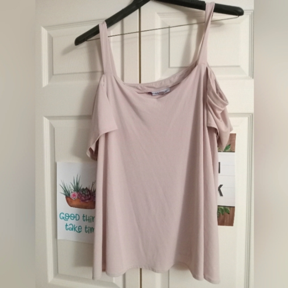 Pink cold shoulder top